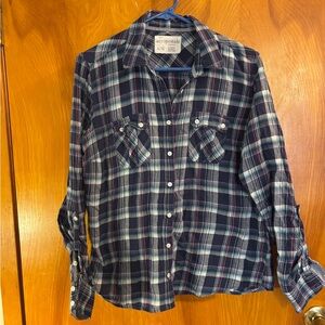 Aeropostale Ladies Navy and White Plaid Shirt